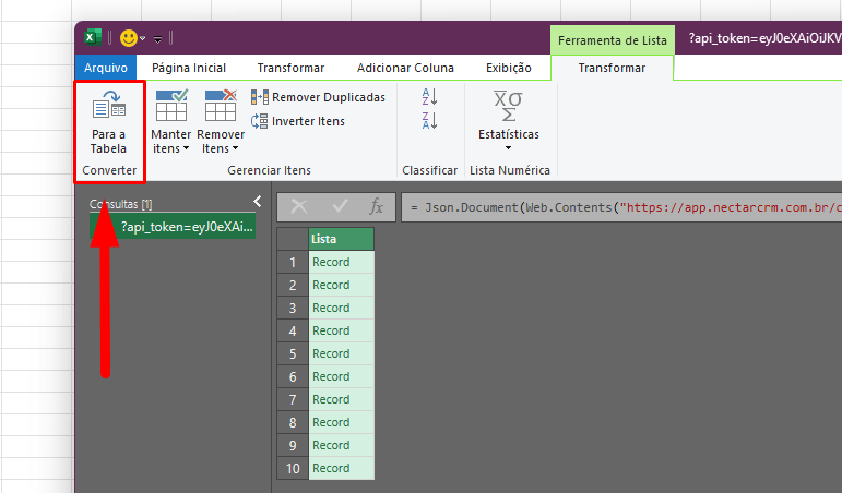 Microsoft Excel via API – Central de Ajuda | NectarCRM