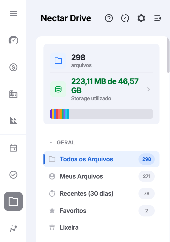 menu do CRM com o item Nectar Drive em destaque