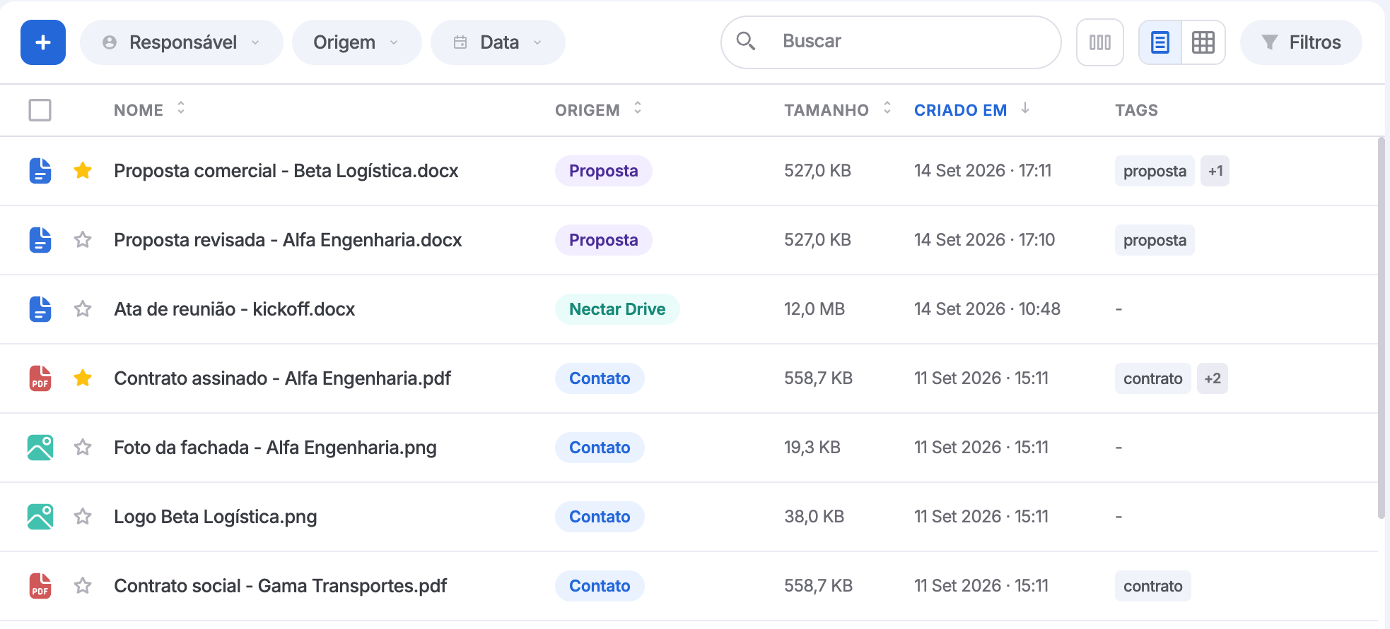 arquivo com tags e a estrela de favorito
